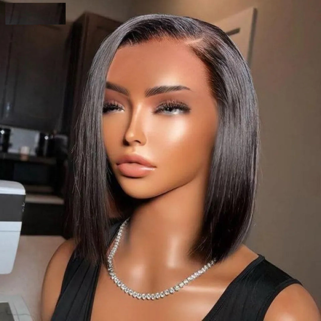 WIG STRAIGHT HAIR BOB WIG 12”13x4 HD Lace Front Pre Plucked Wear & Go Glueless Human Hair Malaysian Straight