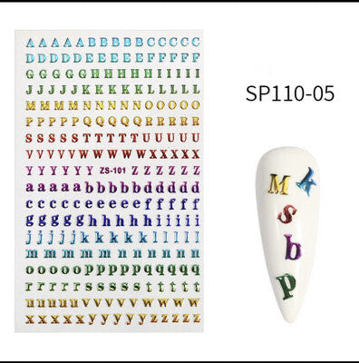 NAIL ART STICKER MULTI COLOR LETTERS