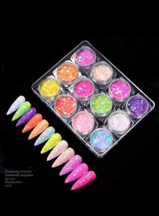 NAIL ART GLITTER KIT 12pcs