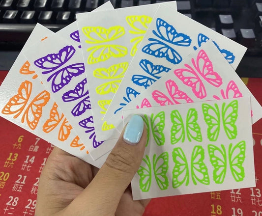 NAIL STICKER NEON BUTTERFLY SET 6pcs