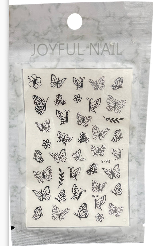 NAIL ART STICKER BLACK BUTTERFLY